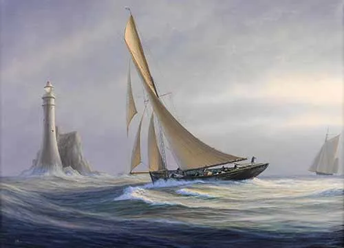 Tim Thompson - The celebrated Jolie Brise approaching the Fastnet Rock to make her turn in the Fastnet Race, 1929