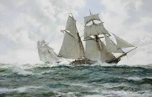 Montague Dawson - The Orange Schooner