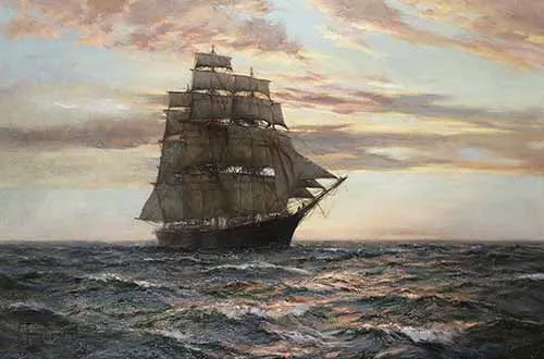 Montague Dawson - Red Jacket At Sunset