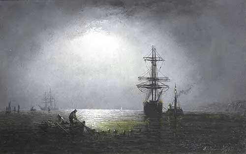 William Adolphus Knell - Shipping under moonlight