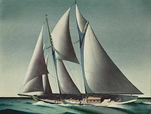Sandor Bernath - Sailing Yacht on an Open Sea, circa 1930s
