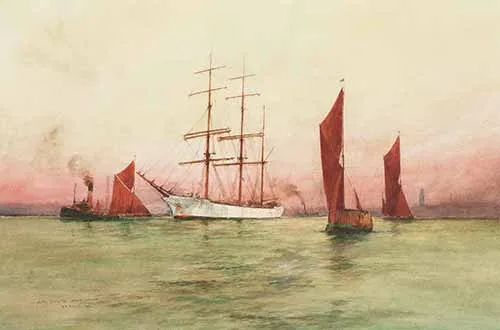 William Minshall Birchall - Out with the flowing tide - passing Limehouse