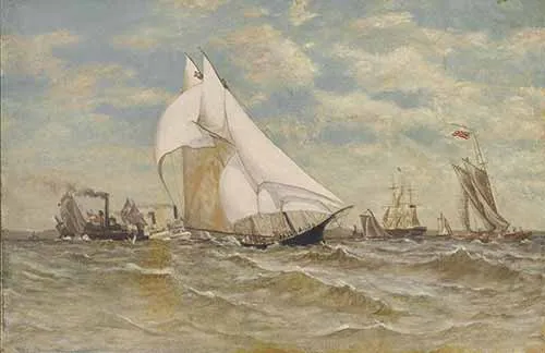 Circle of Antonio Jacobsen - A regatta off Sandy Hook