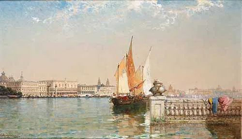 Arthur Joseph Meadows - Venice from beyond S. Giorgio; Venice with the Doge's Palace