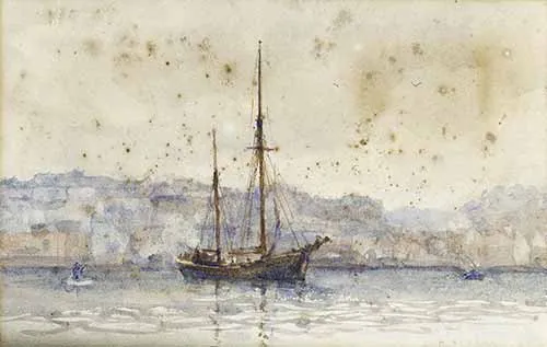 Henry Scott Tuke - A trading schooner lying off a port