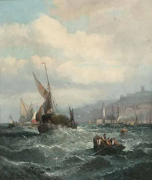 Hubert Anslow Thornley - Shipping off a harbour entrance