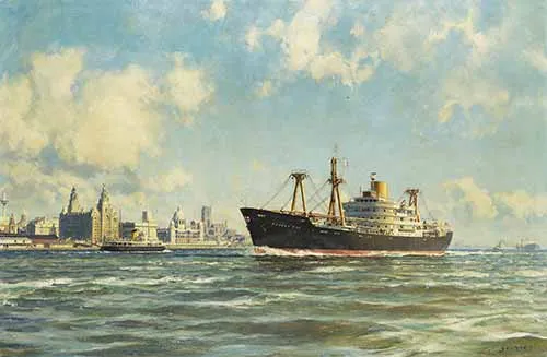 John Stobart - The Fourah Bay in the Mersey off Liverpool