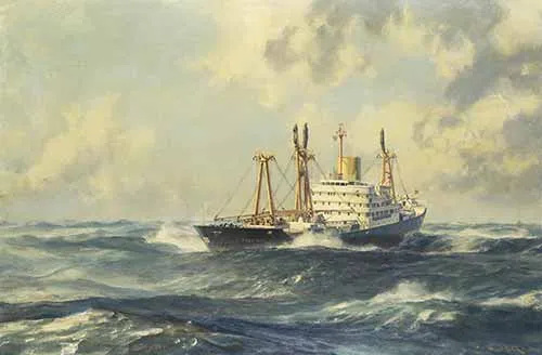 John Stobart - The Freetown in heavy seas