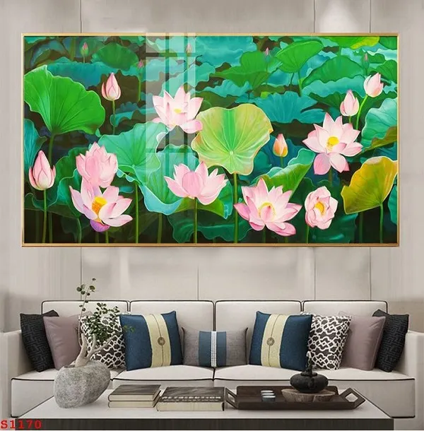 Trang tráng gương hoa sen khổ lớn