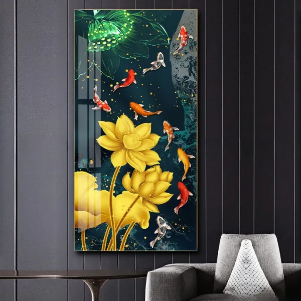 Tranh cá chép treo phòng khách phong thuỷ