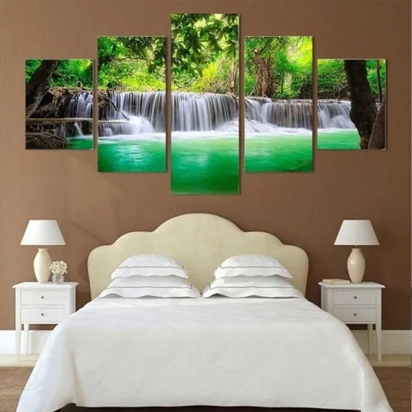 Tranh thác nước 5 tấm hiện đại