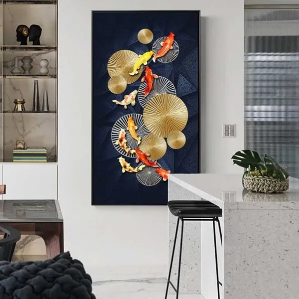 Tranh cá chép trừu tượng độc đáo