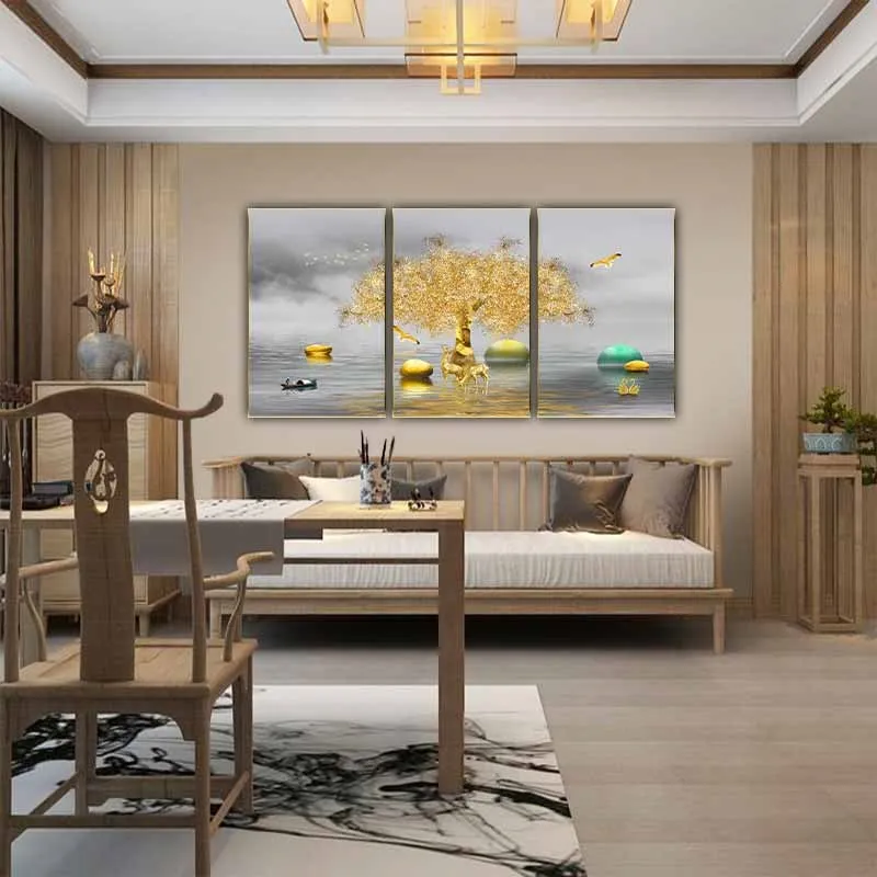 tranh-phong-thuy-dan-nai-vang-dung-duoi-canh-cay-la-vang