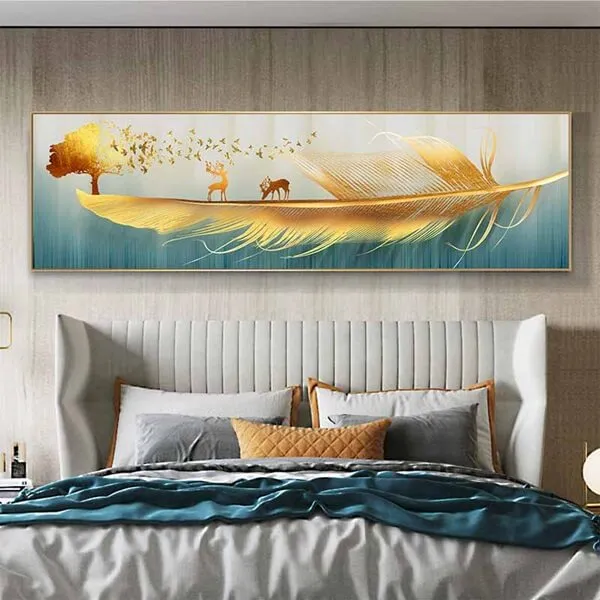 Tranh chiếc lông bay trừu tượng tạo cảm giác nhẹ nhàng