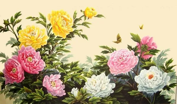 Tranh hoa mẫu đơn tượng trưng cho sự hưng vượng thích hợp với chủ nhà tuổi Thìn