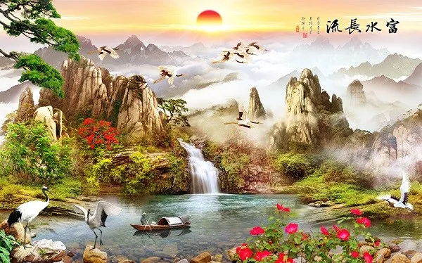 Tranh sơn thủy hữu tình tranh mừng tân gia cho người tuổi Hợi