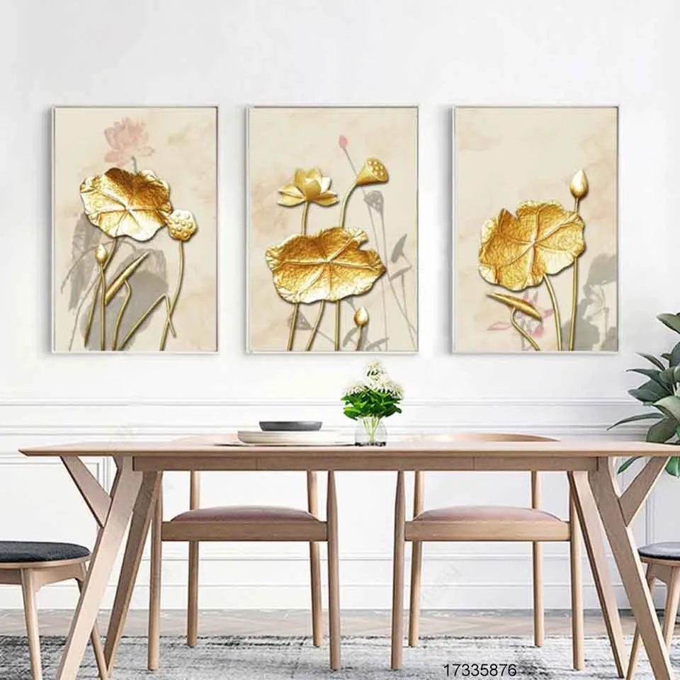 Tranh mừng tân gia hoa sen vàng