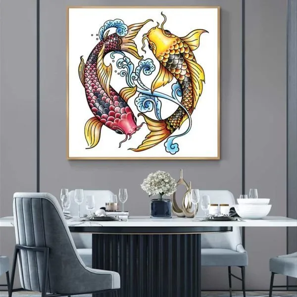 Tranh mừng tân gia song ngư