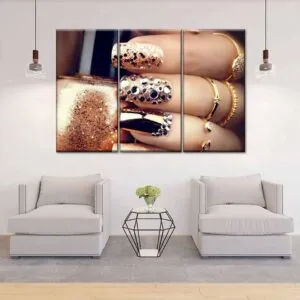 Treo Tranh Trang Trí Tiệm Nail nghệ thuật với 3 tấm ghép lại